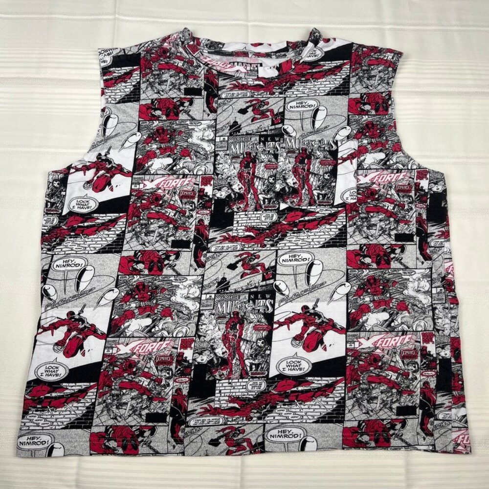 Marvel Deadpool The New Mutants All Over Comic Print Tank Top Mens Size L